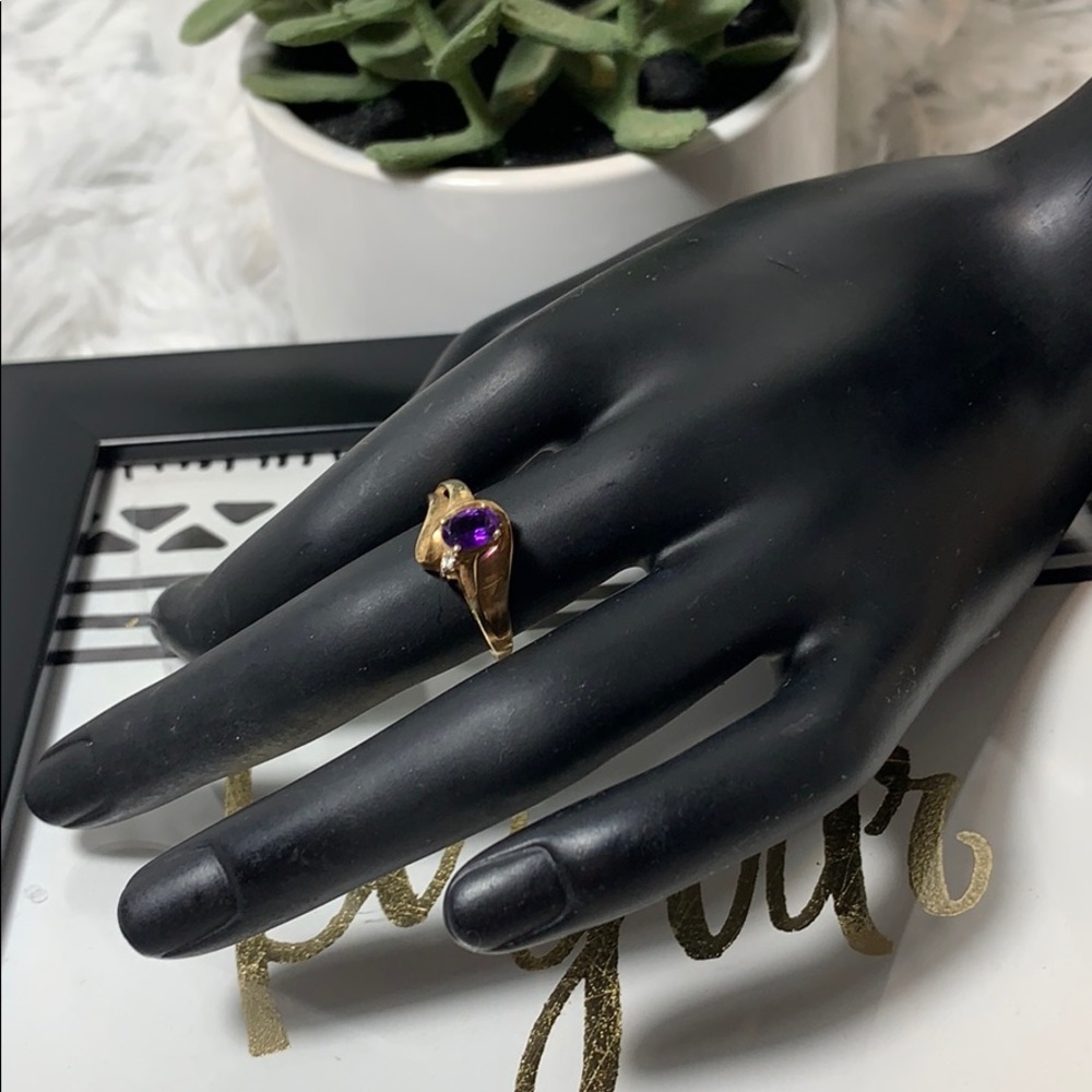 Amethyst purple gold ring 6.5 10k w box 2.4 grams - Picture 3 of 8